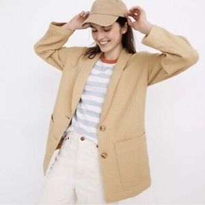 Madewell Lightspun Dorset Cotton Gauze Textured Summer Dune Tan Blazer Jacket L